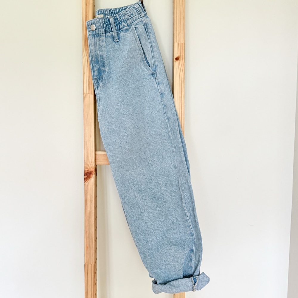 Madewell XS-XXS Light Wash Denim Pants Elastic Waist High Rise Tapered Leg Jeans